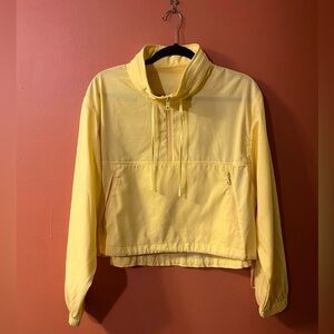 Girlfriend collective yellow activewear jumper pull over half zip workout layer